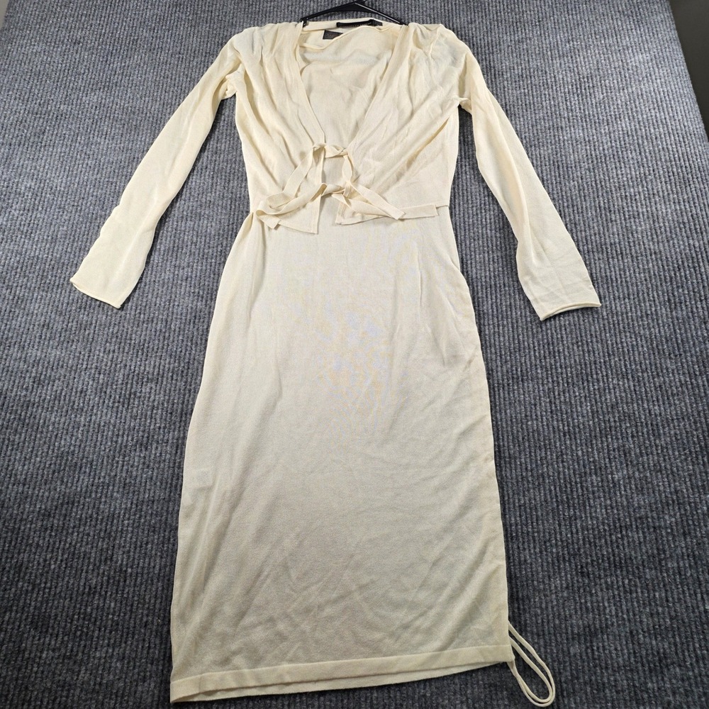 Gabrielle Union Womens Cream 2 Piece Sweater Dress Set Shrug Size M Cream Knit